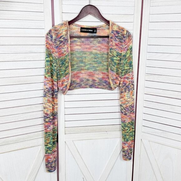 Gabrielle Union Marled Rainbow Knit Shrug Sweater Long Sleeve Multicolor Medium - Picture 7 of 12